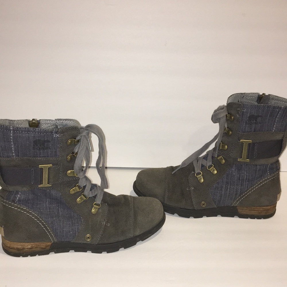 Sorel major Carly suede denim granny style boot